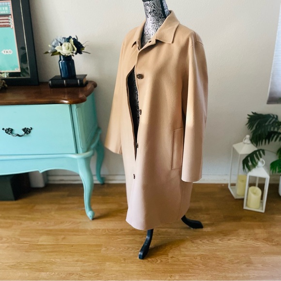Theory Kaiter Wool & Cashmere Coat in Buckwheat / Dark Elm Size Large - Picture 6 of 9